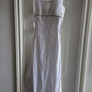 Fiesta White Asymmetrical Women's Dress with Beaded Waist
